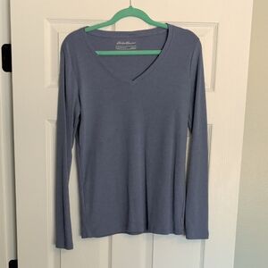 Eddie Bauer Women's Long Sleeve V-Neck Top - Slate Blue